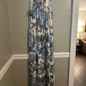 Floral Maxi Dress in Blue and Green